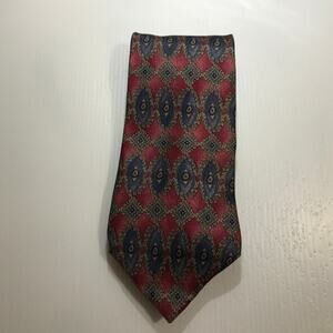 Henry Grethel Silk Red Multicolor Wide Classic Mens Necktie 60”